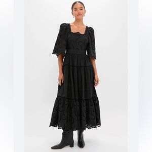 Black Zadie Eyelet Midi Dress NWT